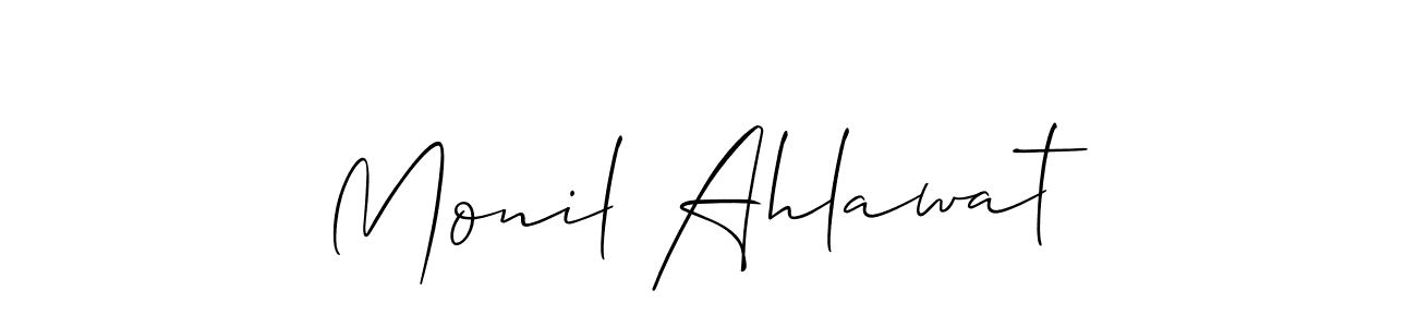 This is the best signature style for the Monil Ahlawat name. Also you like these signature font (Allison_Script). Mix name signature. Monil Ahlawat signature style 2 images and pictures png