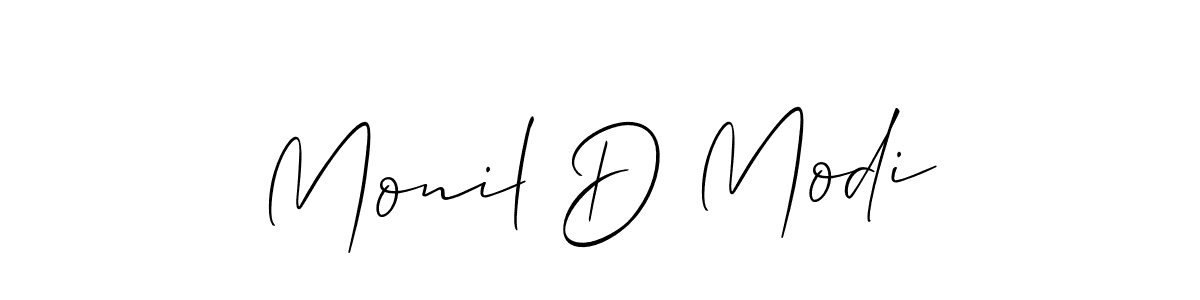 Allison_Script is a professional signature style that is perfect for those who want to add a touch of class to their signature. It is also a great choice for those who want to make their signature more unique. Get Monil D Modi name to fancy signature for free. Monil D Modi signature style 2 images and pictures png