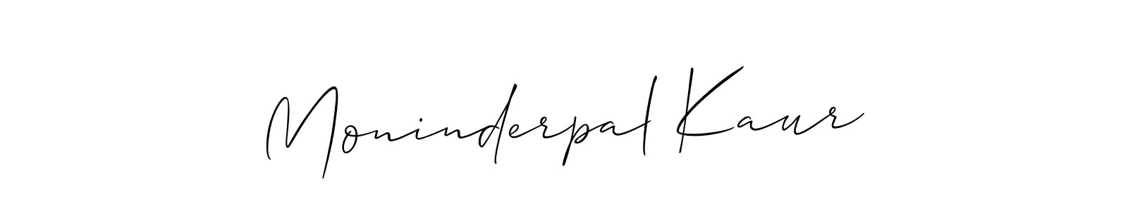 How to make Moninderpal Kaur name signature. Use Allison_Script style for creating short signs online. This is the latest handwritten sign. Moninderpal Kaur signature style 2 images and pictures png