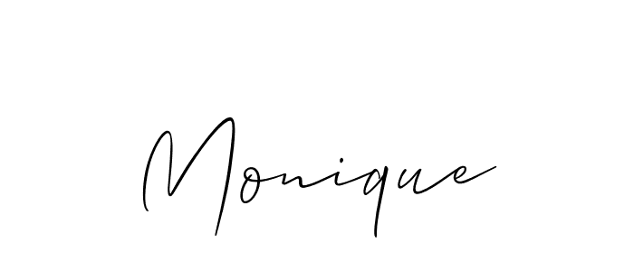 Use a signature maker to create a handwritten signature online. With this signature software, you can design (Allison_Script) your own signature for name Monique. Monique signature style 2 images and pictures png