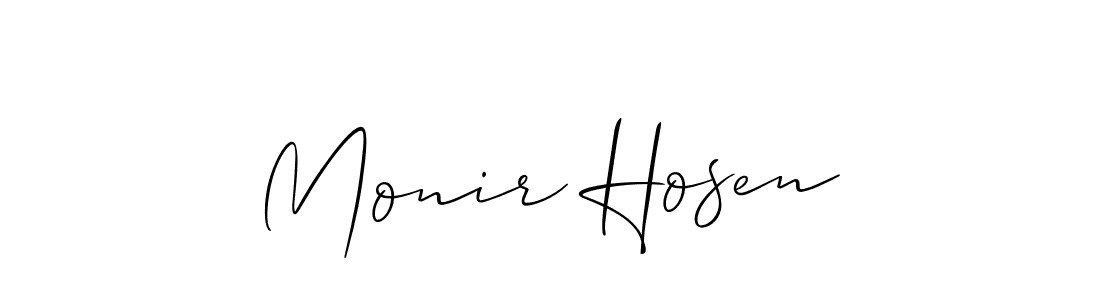 Create a beautiful signature design for name Monir Hosen. With this signature (Allison_Script) fonts, you can make a handwritten signature for free. Monir Hosen signature style 2 images and pictures png