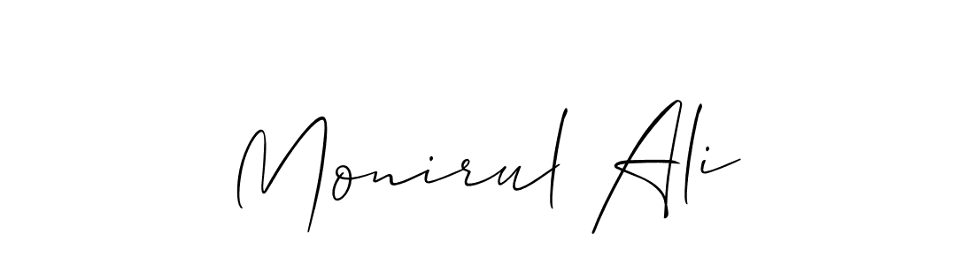 if you are searching for the best signature style for your name Monirul Ali. so please give up your signature search. here we have designed multiple signature styles  using Allison_Script. Monirul Ali signature style 2 images and pictures png