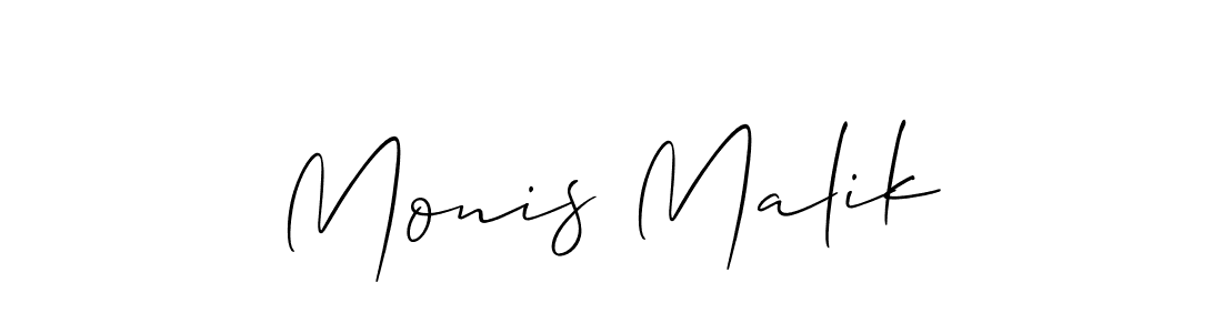 Make a beautiful signature design for name Monis Malik. With this signature (Allison_Script) style, you can create a handwritten signature for free. Monis Malik signature style 2 images and pictures png