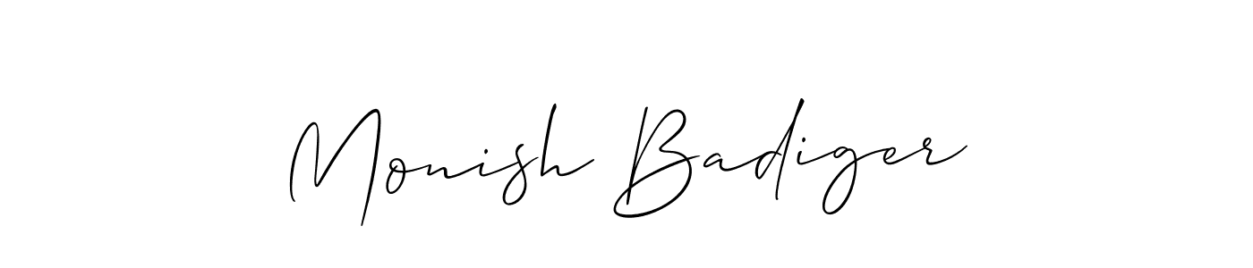 Similarly Allison_Script is the best handwritten signature design. Signature creator online .You can use it as an online autograph creator for name Monish Badiger. Monish Badiger signature style 2 images and pictures png