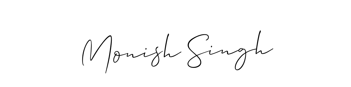 Design your own signature with our free online signature maker. With this signature software, you can create a handwritten (Allison_Script) signature for name Monish Singh. Monish Singh signature style 2 images and pictures png
