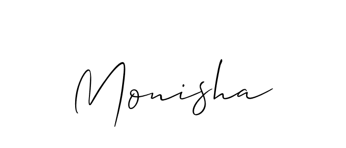 Create a beautiful signature design for name Monisha. With this signature (Allison_Script) fonts, you can make a handwritten signature for free. Monisha signature style 2 images and pictures png