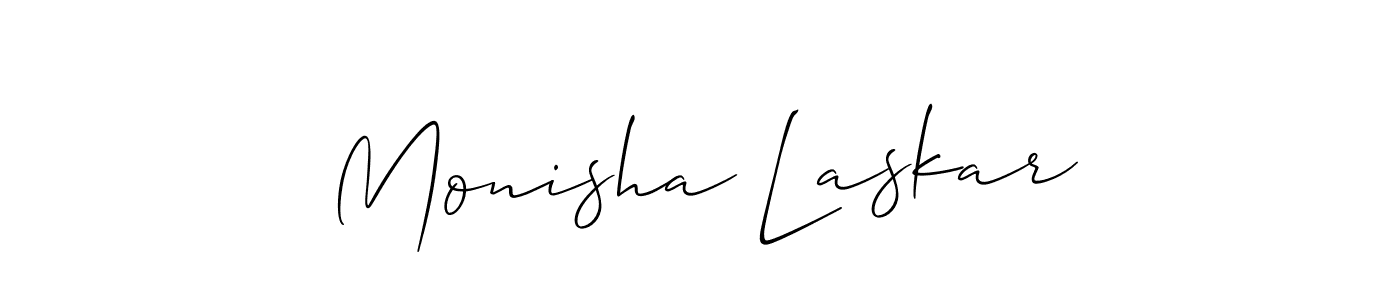 How to make Monisha Laskar name signature. Use Allison_Script style for creating short signs online. This is the latest handwritten sign. Monisha Laskar signature style 2 images and pictures png