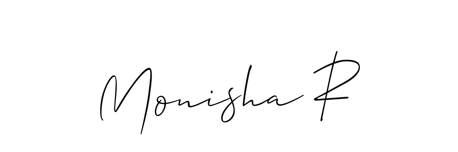 Also we have Monisha R name is the best signature style. Create professional handwritten signature collection using Allison_Script autograph style. Monisha R signature style 2 images and pictures png