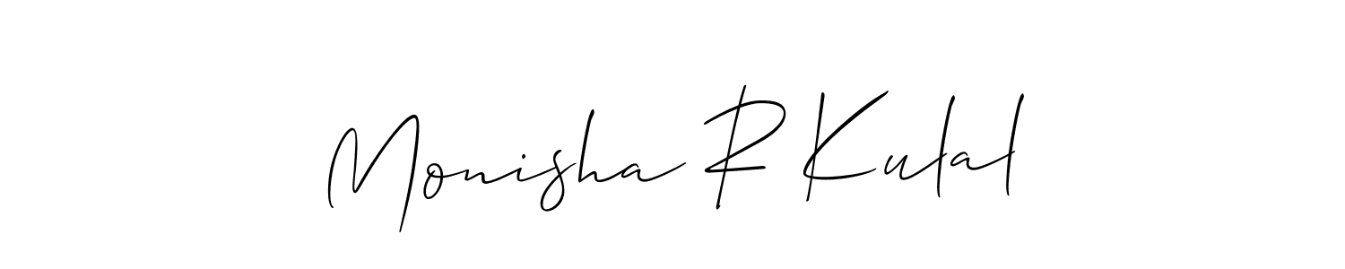 How to make Monisha R Kulal name signature. Use Allison_Script style for creating short signs online. This is the latest handwritten sign. Monisha R Kulal signature style 2 images and pictures png