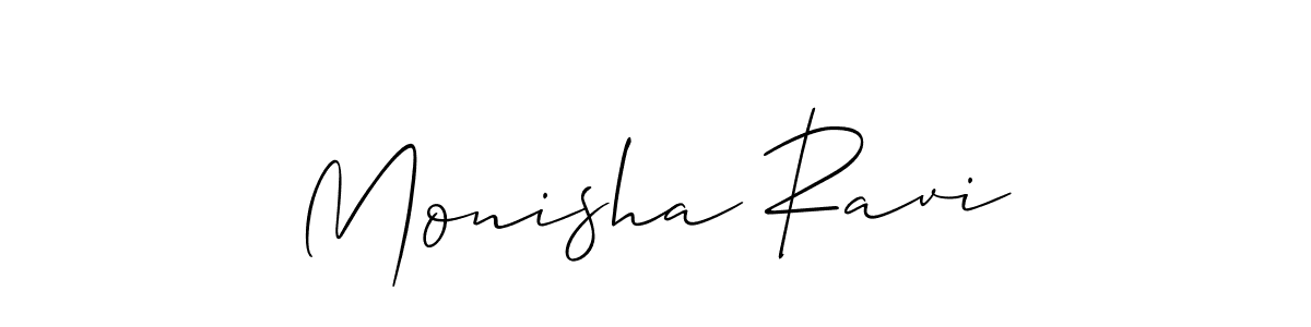 Create a beautiful signature design for name Monisha Ravi. With this signature (Allison_Script) fonts, you can make a handwritten signature for free. Monisha Ravi signature style 2 images and pictures png