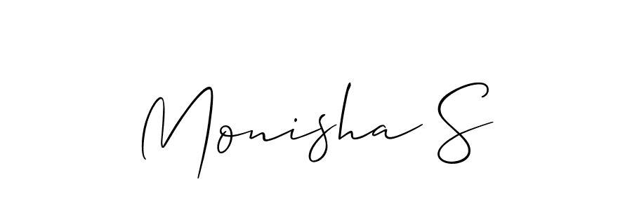 Design your own signature with our free online signature maker. With this signature software, you can create a handwritten (Allison_Script) signature for name Monisha S. Monisha S signature style 2 images and pictures png