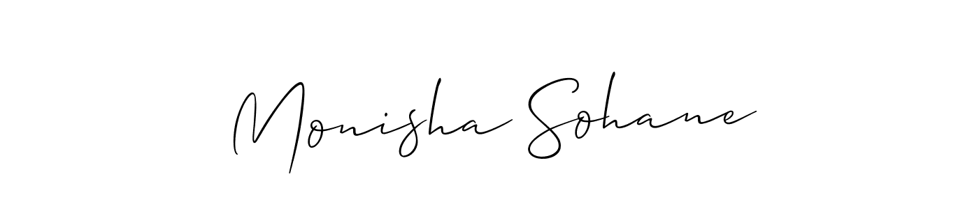 It looks lik you need a new signature style for name Monisha Sohane. Design unique handwritten (Allison_Script) signature with our free signature maker in just a few clicks. Monisha Sohane signature style 2 images and pictures png