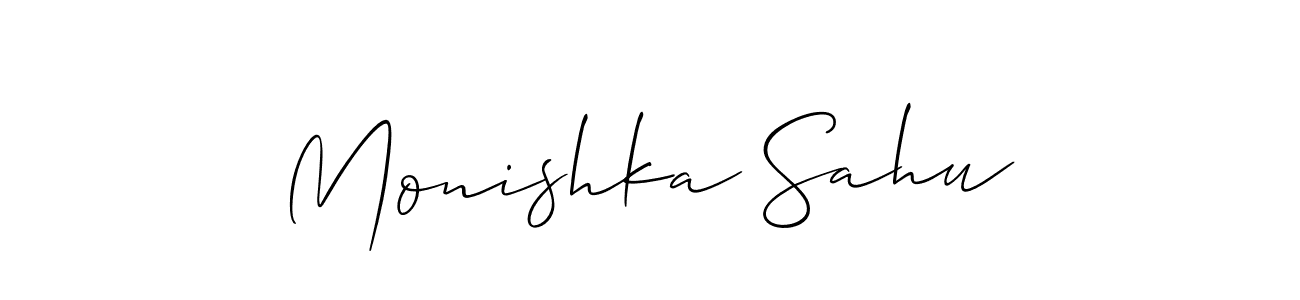 Design your own signature with our free online signature maker. With this signature software, you can create a handwritten (Allison_Script) signature for name Monishka Sahu. Monishka Sahu signature style 2 images and pictures png