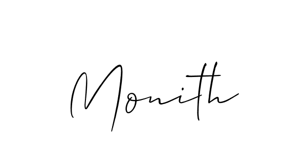 Use a signature maker to create a handwritten signature online. With this signature software, you can design (Allison_Script) your own signature for name Monith. Monith signature style 2 images and pictures png