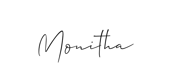 You can use this online signature creator to create a handwritten signature for the name Monitha. This is the best online autograph maker. Monitha signature style 2 images and pictures png