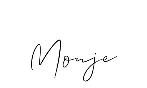 How to make Monje name signature. Use Allison_Script style for creating short signs online. This is the latest handwritten sign. Monje signature style 2 images and pictures png