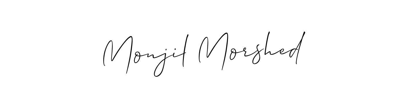 You should practise on your own different ways (Allison_Script) to write your name (Monjil Morshed) in signature. don't let someone else do it for you. Monjil Morshed signature style 2 images and pictures png