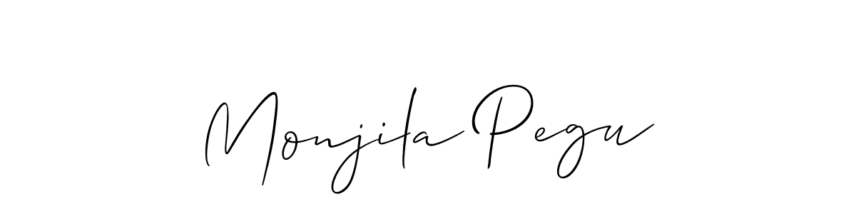 How to make Monjila Pegu signature? Allison_Script is a professional autograph style. Create handwritten signature for Monjila Pegu name. Monjila Pegu signature style 2 images and pictures png