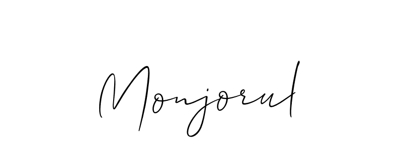 Make a beautiful signature design for name Monjorul. With this signature (Allison_Script) style, you can create a handwritten signature for free. Monjorul signature style 2 images and pictures png