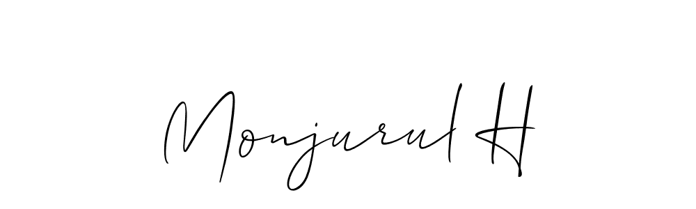 How to make Monjurul H name signature. Use Allison_Script style for creating short signs online. This is the latest handwritten sign. Monjurul H signature style 2 images and pictures png