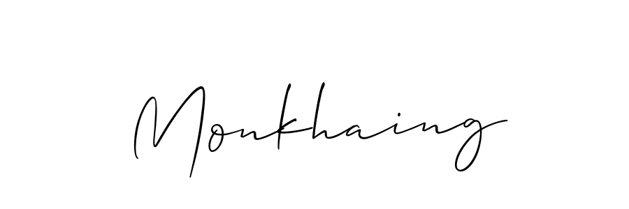 Monkhaing stylish signature style. Best Handwritten Sign (Allison_Script) for my name. Handwritten Signature Collection Ideas for my name Monkhaing. Monkhaing signature style 2 images and pictures png