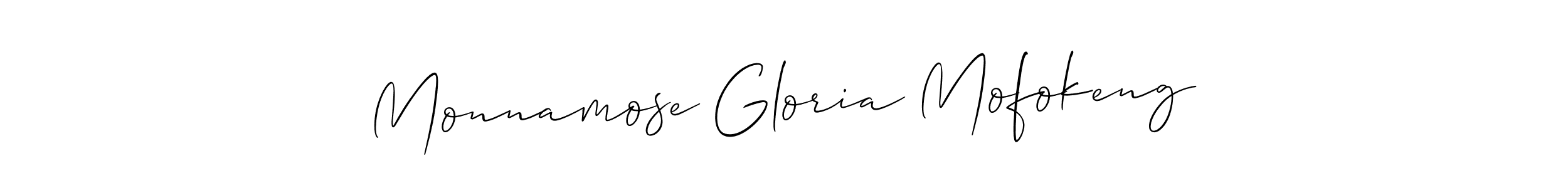 Also You can easily find your signature by using the search form. We will create Monnamose Gloria Mofokeng name handwritten signature images for you free of cost using Allison_Script sign style. Monnamose Gloria Mofokeng signature style 2 images and pictures png