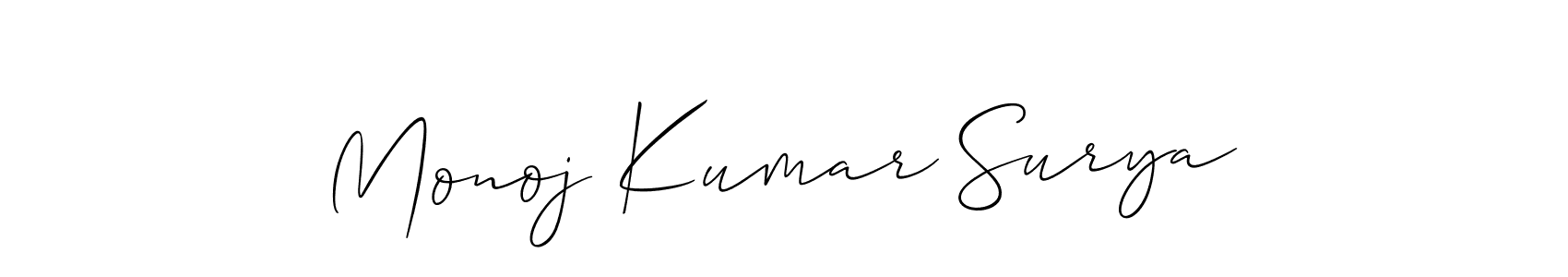 It looks lik you need a new signature style for name Monoj Kumar Surya. Design unique handwritten (Allison_Script) signature with our free signature maker in just a few clicks. Monoj Kumar Surya signature style 2 images and pictures png