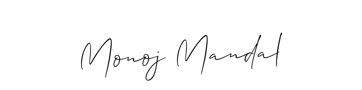 The best way (Allison_Script) to make a short signature is to pick only two or three words in your name. The name Monoj Mandal include a total of six letters. For converting this name. Monoj Mandal signature style 2 images and pictures png