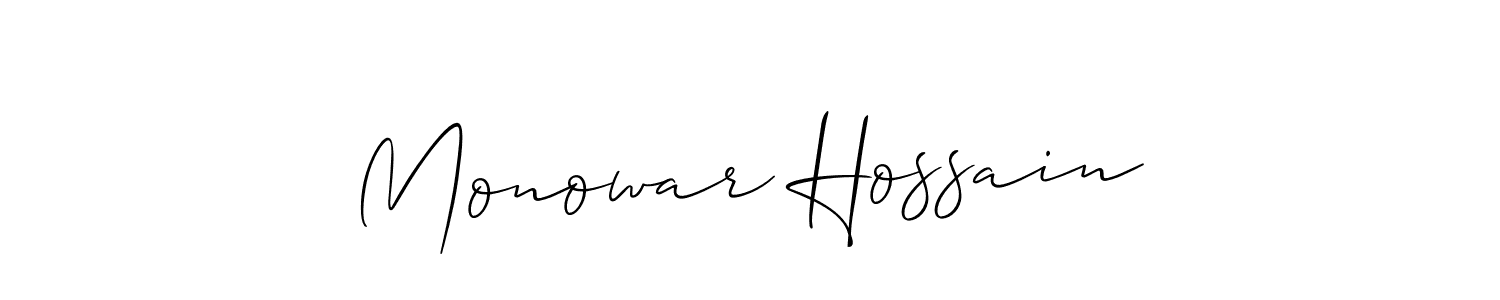 Allison_Script is a professional signature style that is perfect for those who want to add a touch of class to their signature. It is also a great choice for those who want to make their signature more unique. Get Monowar Hossain name to fancy signature for free. Monowar Hossain signature style 2 images and pictures png