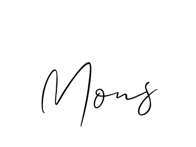 Create a beautiful signature design for name Mons. With this signature (Allison_Script) fonts, you can make a handwritten signature for free. Mons signature style 2 images and pictures png
