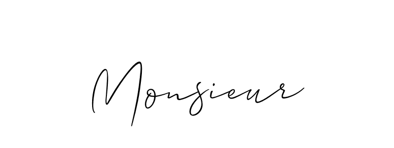 How to make Monsieur signature? Allison_Script is a professional autograph style. Create handwritten signature for Monsieur name. Monsieur signature style 2 images and pictures png