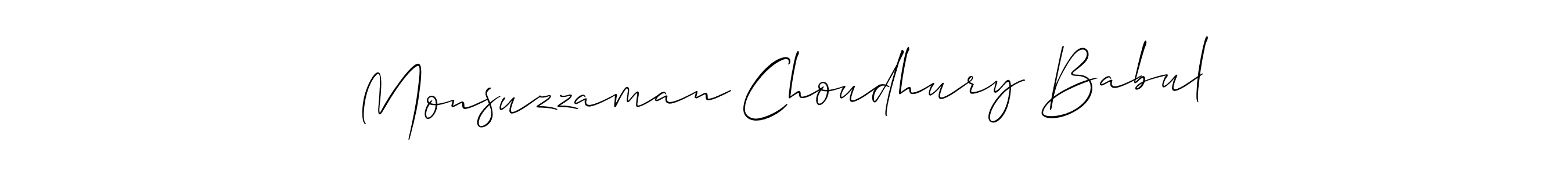 Create a beautiful signature design for name Monsuzzaman Choudhury Babul. With this signature (Allison_Script) fonts, you can make a handwritten signature for free. Monsuzzaman Choudhury Babul signature style 2 images and pictures png