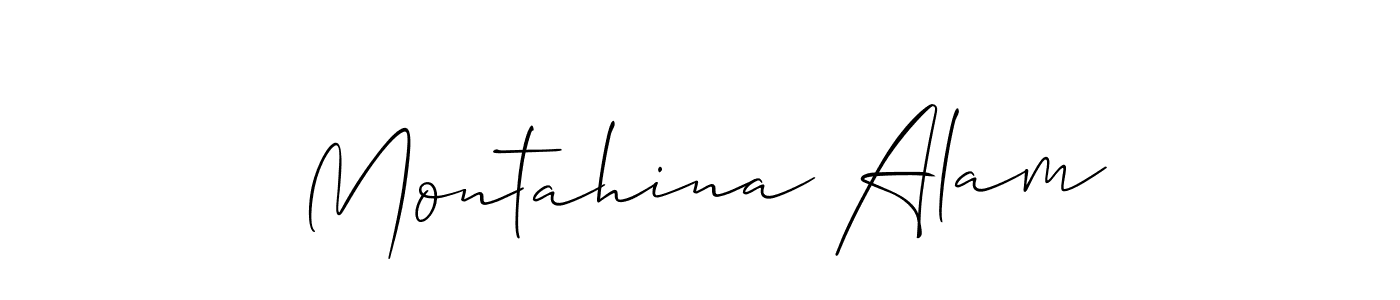 Allison_Script is a professional signature style that is perfect for those who want to add a touch of class to their signature. It is also a great choice for those who want to make their signature more unique. Get Montahina Alam name to fancy signature for free. Montahina Alam signature style 2 images and pictures png