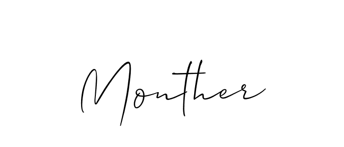 Use a signature maker to create a handwritten signature online. With this signature software, you can design (Allison_Script) your own signature for name Monther. Monther signature style 2 images and pictures png