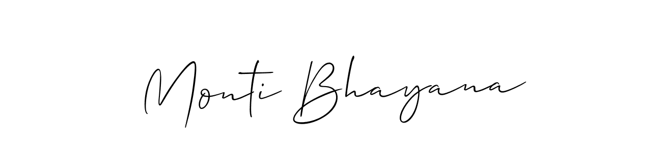 Make a beautiful signature design for name Monti Bhayana. With this signature (Allison_Script) style, you can create a handwritten signature for free. Monti Bhayana signature style 2 images and pictures png