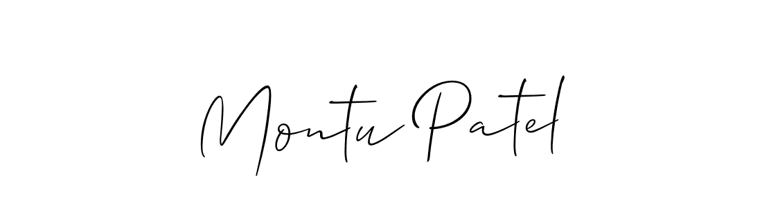 Make a beautiful signature design for name Montu Patel. With this signature (Allison_Script) style, you can create a handwritten signature for free. Montu Patel signature style 2 images and pictures png