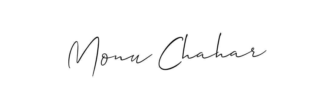 if you are searching for the best signature style for your name Monu Chahar. so please give up your signature search. here we have designed multiple signature styles  using Allison_Script. Monu Chahar signature style 2 images and pictures png