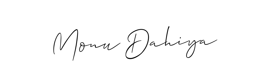 You should practise on your own different ways (Allison_Script) to write your name (Monu Dahiya) in signature. don't let someone else do it for you. Monu Dahiya signature style 2 images and pictures png