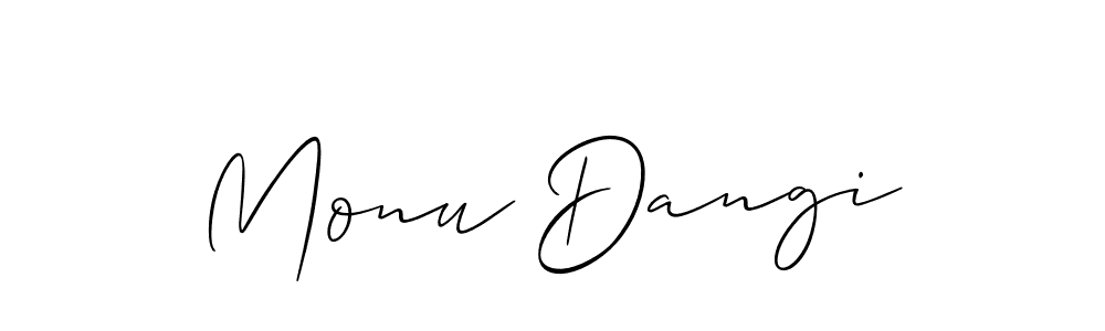 It looks lik you need a new signature style for name Monu Dangi. Design unique handwritten (Allison_Script) signature with our free signature maker in just a few clicks. Monu Dangi signature style 2 images and pictures png