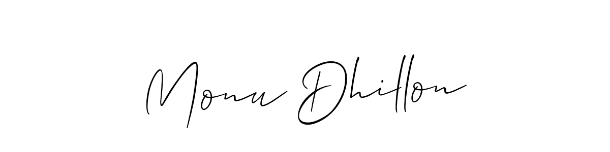 Use a signature maker to create a handwritten signature online. With this signature software, you can design (Allison_Script) your own signature for name Monu Dhillon. Monu Dhillon signature style 2 images and pictures png