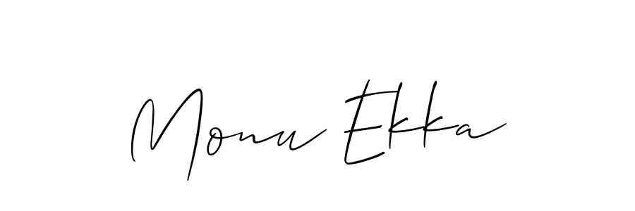 Also we have Monu Ekka name is the best signature style. Create professional handwritten signature collection using Allison_Script autograph style. Monu Ekka signature style 2 images and pictures png