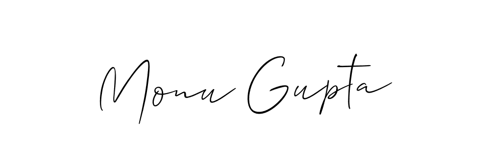 Create a beautiful signature design for name Monu Gupta. With this signature (Allison_Script) fonts, you can make a handwritten signature for free. Monu Gupta signature style 2 images and pictures png