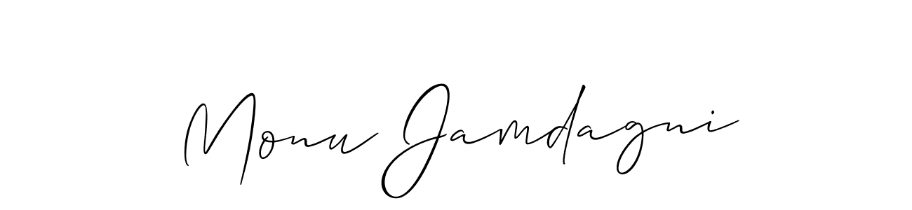 if you are searching for the best signature style for your name Monu Jamdagni. so please give up your signature search. here we have designed multiple signature styles  using Allison_Script. Monu Jamdagni signature style 2 images and pictures png