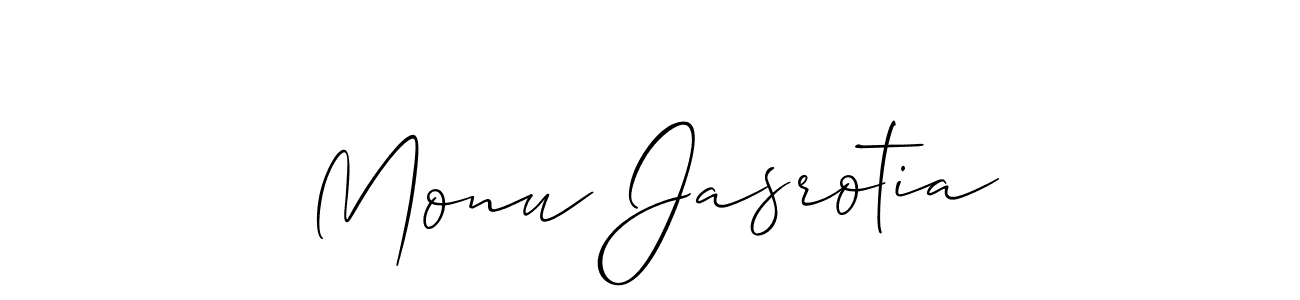 Create a beautiful signature design for name Monu Jasrotia. With this signature (Allison_Script) fonts, you can make a handwritten signature for free. Monu Jasrotia signature style 2 images and pictures png