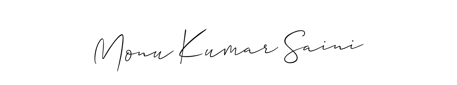 Design your own signature with our free online signature maker. With this signature software, you can create a handwritten (Allison_Script) signature for name Monu Kumar Saini. Monu Kumar Saini signature style 2 images and pictures png