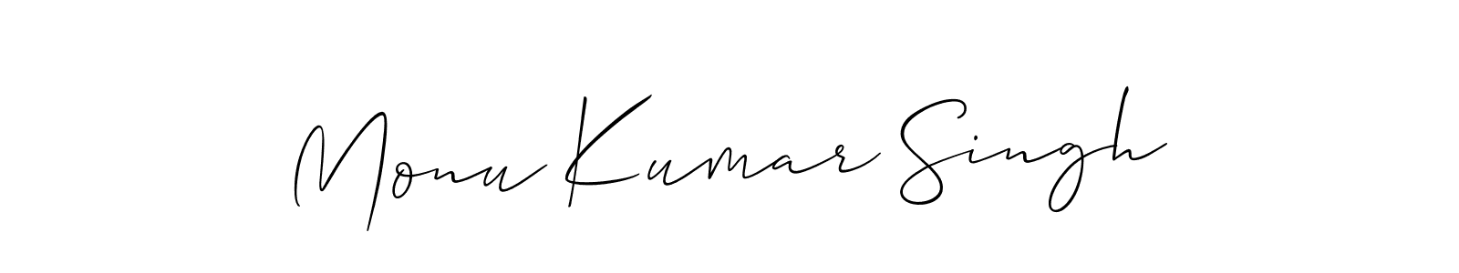 You should practise on your own different ways (Allison_Script) to write your name (Monu Kumar Singh) in signature. don't let someone else do it for you. Monu Kumar Singh signature style 2 images and pictures png
