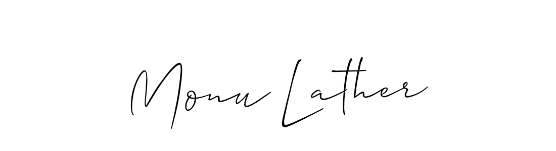 How to make Monu Lather signature? Allison_Script is a professional autograph style. Create handwritten signature for Monu Lather name. Monu Lather signature style 2 images and pictures png