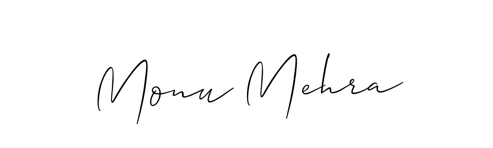 Monu Mehra stylish signature style. Best Handwritten Sign (Allison_Script) for my name. Handwritten Signature Collection Ideas for my name Monu Mehra. Monu Mehra signature style 2 images and pictures png
