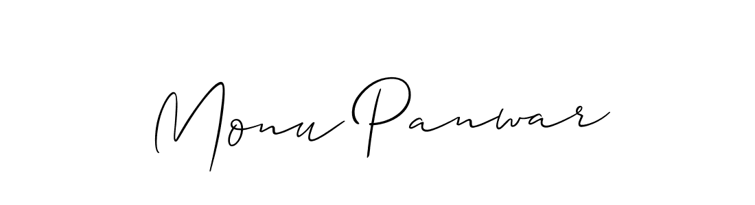 How to make Monu Panwar name signature. Use Allison_Script style for creating short signs online. This is the latest handwritten sign. Monu Panwar signature style 2 images and pictures png