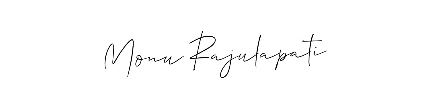 How to Draw Monu Rajulapati signature style? Allison_Script is a latest design signature styles for name Monu Rajulapati. Monu Rajulapati signature style 2 images and pictures png